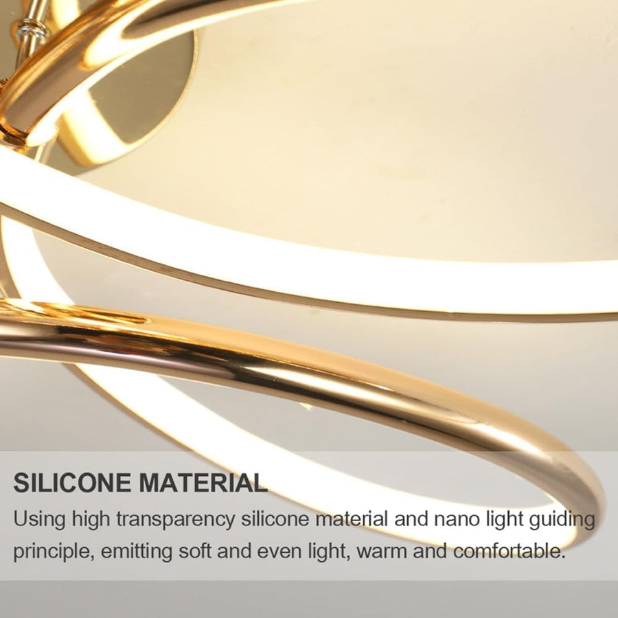 Lustre LED avec télécommande LT771/500GD, 25W, lumière chaude/froide/neutre 3000K/4000K/6000K, variable, or, métal et silicone