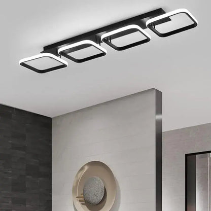 Lustre LED VERTEX 45W, 4 carrés, Linéaire, Lumière Froid/Chaud/Neutre, Noir