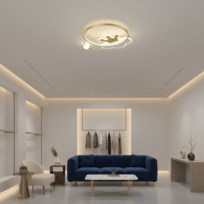 Lustre LED Rafael avec télécommande, 57 W, variable, 3000 K/4000 K/6000 K, doré