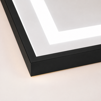 Miroir LED rectangulaire, cadre noir, 50x160 cm, intensité variable, lumière froide/chaude/neutre, Dressing Couture