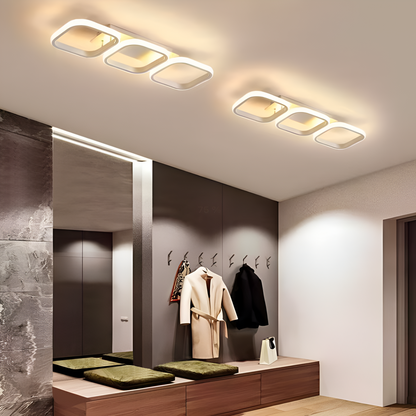 Lustre LED VERTEX 34W, 3 carrés, Linéaire, Lumière Froid/Chaud/Neutre, Blanc