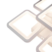 Lustre LED avec télécommande ZOE 96W, 5 carrés, Lumière Froide/Chaude/Neutre, Dimmable, Blanc