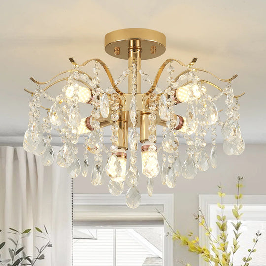 Lustre en cristal Fiamma, 6x E14, diamètre 45 cm, lustres en cristal doré, métal et cristal Default Title Alessandro Design