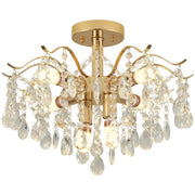 Lustre en cristal Fiamma, 6x E14, diamètre 45 cm, doré, métal et cristal