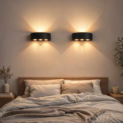 Applique murale d'extérieur LED Ellis, 6 W, 6 sources lumineuses, lumière chaude, noir