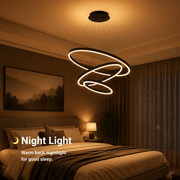 Lustre LED suspendu avec télécommande CASIANA 85W, 3 Cercles, Lumière Froide/Chaude/Neutre, Dimmable, Noir, Hauteur Réglable