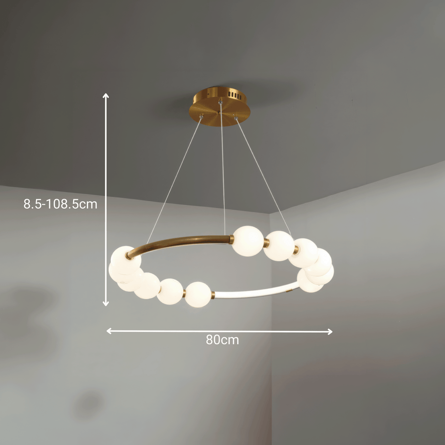 Lustre suspendu LED en acrylique Nova 57W avec télécommande, variable, 3000K/4000K/6000K, doré, métal et acrylique
