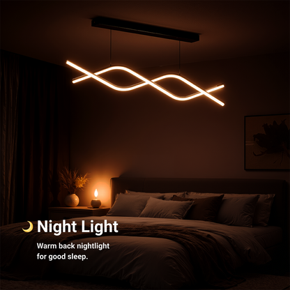 Lustre LED suspendu avec télécommande ZIGZAG 27W, Lumière Froide/Chaude/Neutre, Dimmable, Noir, Hauteur Réglable