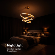 Lustre LED suspendu avec télécommande ELIZABETH, 85W, 3 Cercles, Lumière Froid/Chaud/Neutre, Dimmable, Or Brillant, Hauteur Réglable