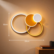 Lustre LED avec télécommande KILLIAN 80W, 4 Cercles, Lumière Froide/Chaude/Neutre, Dimmable, Doré