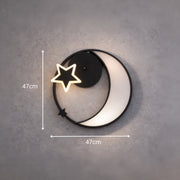 Lustre LED avec télécommande ALYONA 44W, Lune et Étoile, Lumière Froide/Chaude/Neutre, Dimmable, Noir