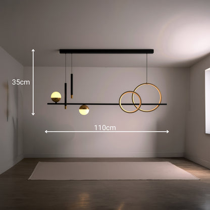 Lustre LED suspendu avec télécommande DAMARA 44W, Lumière Froide/Chaude/Neutre, Dimmable, Noir, Hauteur Réglable