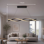 Lustre LED Suspendu avec Télécommande, FLUX, 27W, 116cm, Lumière Froide/Chaude/Neutre 3000K/4000K/6000K, Intensité Variable, Noir, Hauteur Réglable, Métal et Silicone