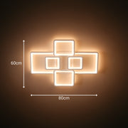 Lustre LED avec télécommande ELLA 119W, 6 carrés, Lumière Froide/Chaude/Neutre, Dimmable, Blanc