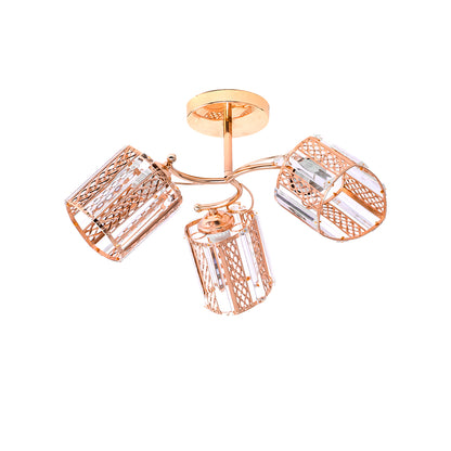 Lustre MUKE, 3*E27, Or, Métal et Cristal -19K