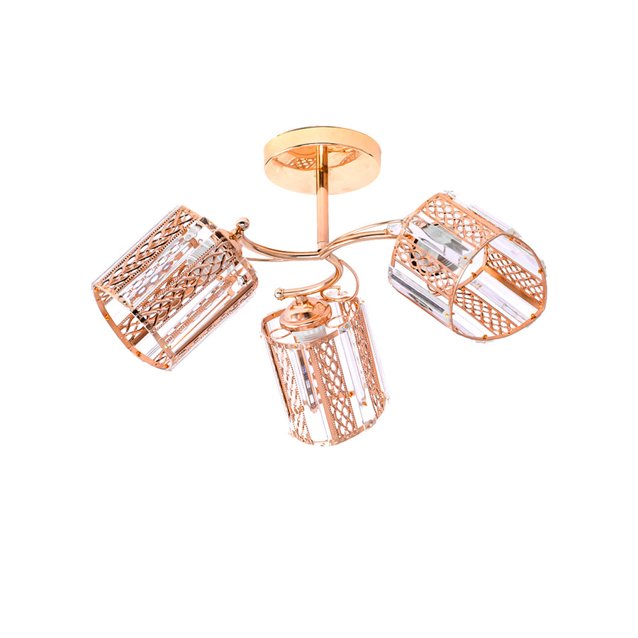 Lustre MUKE, 3*E27, Or, Métal et Cristal -19K