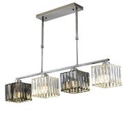 Lustre géorgien moderne classique, LC116/4, 4x E27, verre chromé et gris, métal et cristal, abat-jour