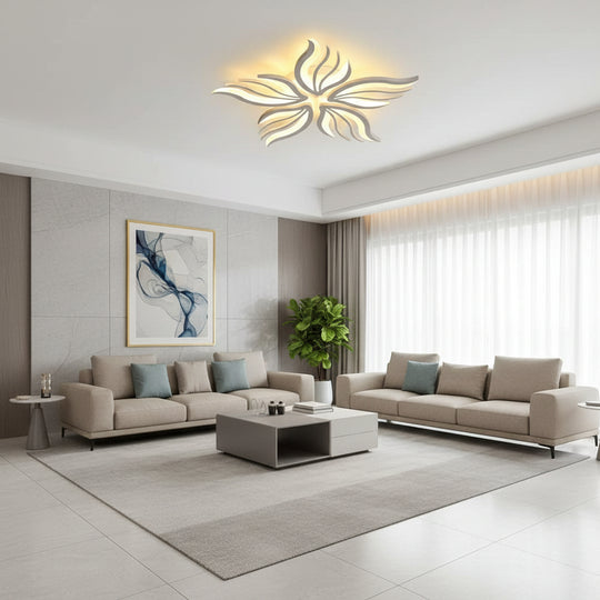 Lustre LED avec télécommande SAKURA 62W, 5 pétales, Lumière froide/chaude/neutre, Dimmable, Lustre LED blanc avec télécommande Default Title Alessandro Design
