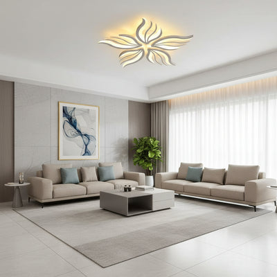 Lustre LED avec télécommande SAKURA 60W, 5 pétales, Lumière froide/chaude/neutre, Dimmable, Blanc