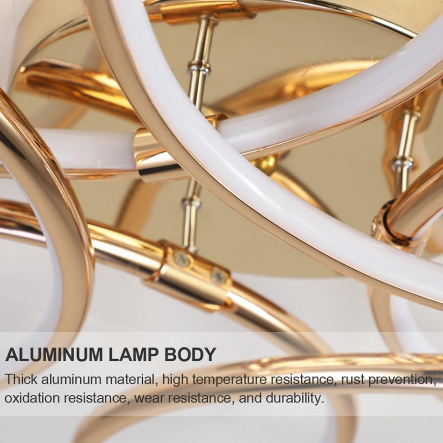 Lustre LED avec télécommande LT771/500GD, 25W, lumière chaude/froide/neutre 3000K/4000K/6000K, variable, or, métal et silicone