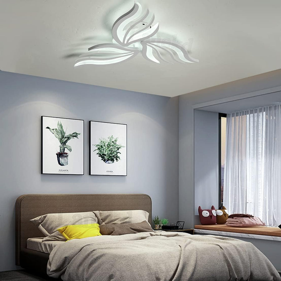 Lustre LED avec télécommande SAKURA 37W, 3 pétales, Lumière froide/chaude/neutre, Dimmable, Blanc