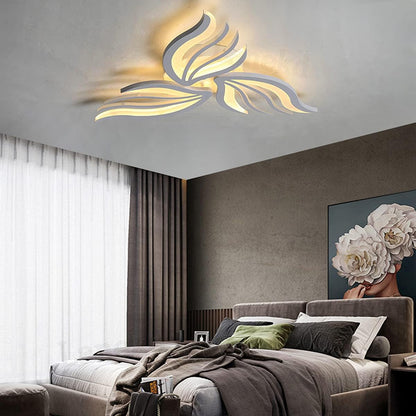 Lustre LED avec télécommande SAKURA 37W, 3 pétales, Lumière froide/chaude/neutre, Dimmable, Blanc