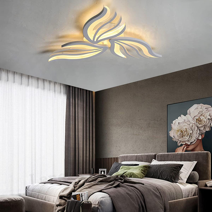 Lustre LED avec télécommande SAKURA 37W, 3 pétales, Lumière froide/chaude/neutre, Dimmable, Blanc