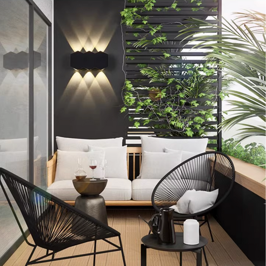 Applique murale d'extérieur LED AX231, 12W, 6 sources lumineuses, lumière chaude, appliques d'extérieur noires Titre par défaut Alessandro Design