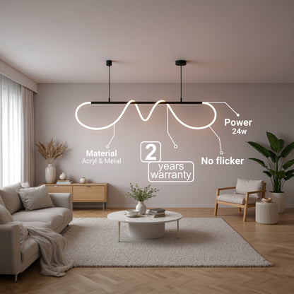 DIVINO Lustre LED avec Tube Flexible en Silicone - 24W, Lumière Orientable, Noir Mat