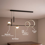 Lustre LED suspendu avec télécommande DAMARA 44W, Lumière Froide/Chaude/Neutre, Dimmable, Noir, Hauteur Réglable