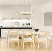 Lustre LED Suspendu, ANINA, 34W, 1 Cercle, Diamètre 49cm, Lumière Froide/Chaude/Neutre 3000K/4000K/6000K, Intensité Variable, Blanc Or Brillant, Hauteur Réglable, Métal et Acrylique