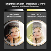 Miroir LED avec armoire, rond, 50x50 cm, anti-buée, cadre noir, espace de rangement