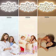 Lustre LED avec télécommande BLOSSOM 146W, 12 Pétales, Lumière Froide/Chaude/Neutre 3000k/4000k/6000k, Dimmable, Blanc