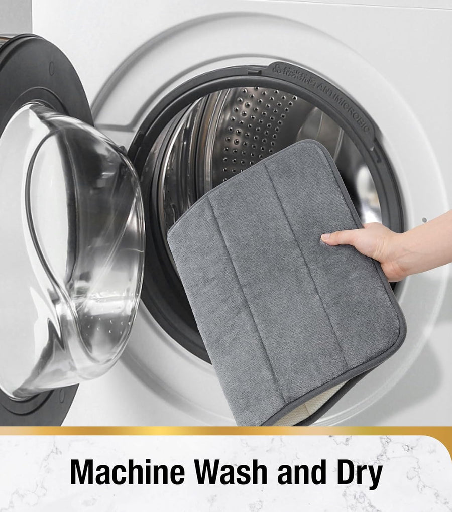 Lot de 3 tapis de bain, 50x40 cm, bleu, antidérapant