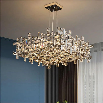 Lustre en cristal RZ-2/500x500GD, 10xE14, diamètre 50 cm, hauteur réglable, or brillant, hauteur réglable, design élégant
