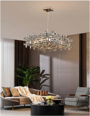 Lustre en cristal RZ-2/500x500GD, 10xE14, diamètre 50 cm, hauteur réglable, or brillant, hauteur réglable, design élégant