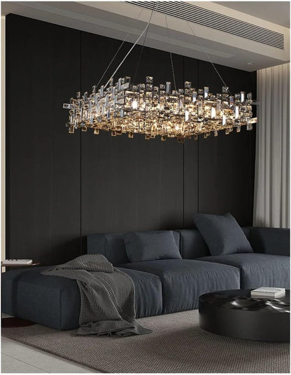 Lustre en cristal RZ-2/500x500GD, 10xE14, diamètre 50 cm, hauteur réglable, or brillant, hauteur réglable, design élégant
