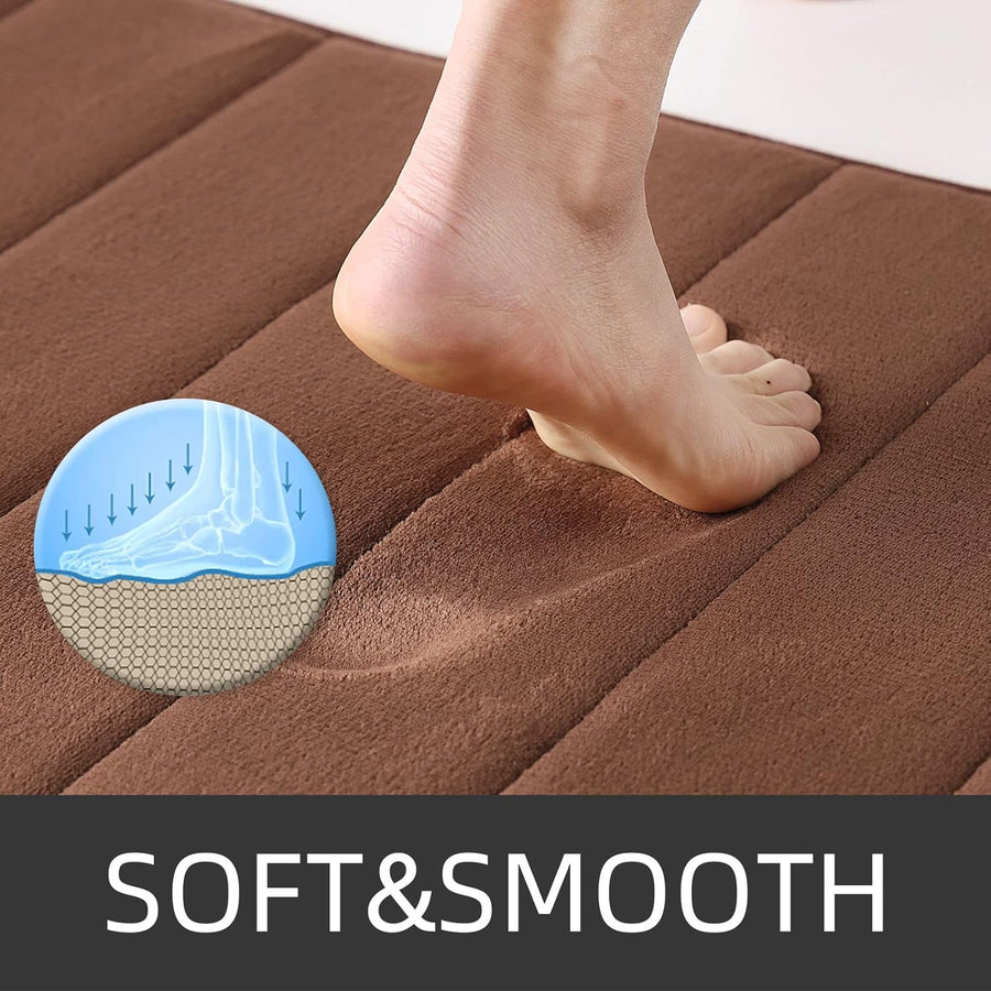 Lot de 3 tapis de bain, 50x40 cm, bleu, antidérapant