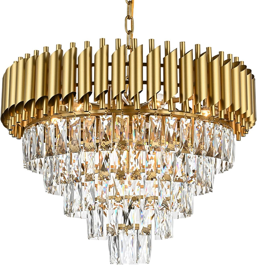 Lustre en cristal VERSAILLES Supremo, CC900/800GD, 12xE14, diamètre 80 cm, or brillant, hauteur réglable, métal et cristal