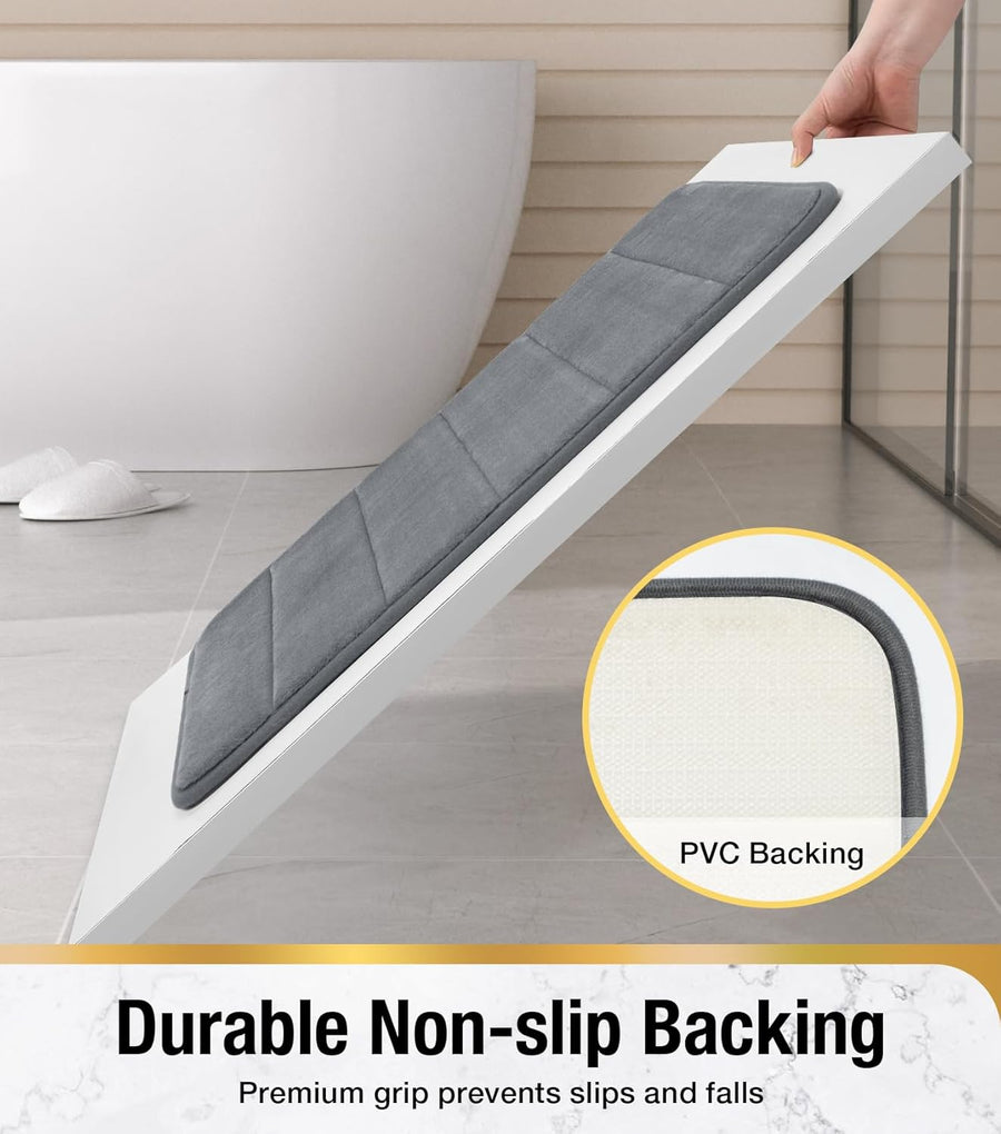 Lot de 3 tapis de bain, 50x40 cm, bleu, antidérapant