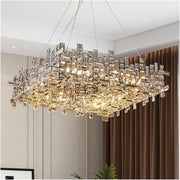 Lustre en cristal RZ-2/500x500GD, 10xE14, diamètre 50 cm, hauteur réglable, or brillant, hauteur réglable, design élégant