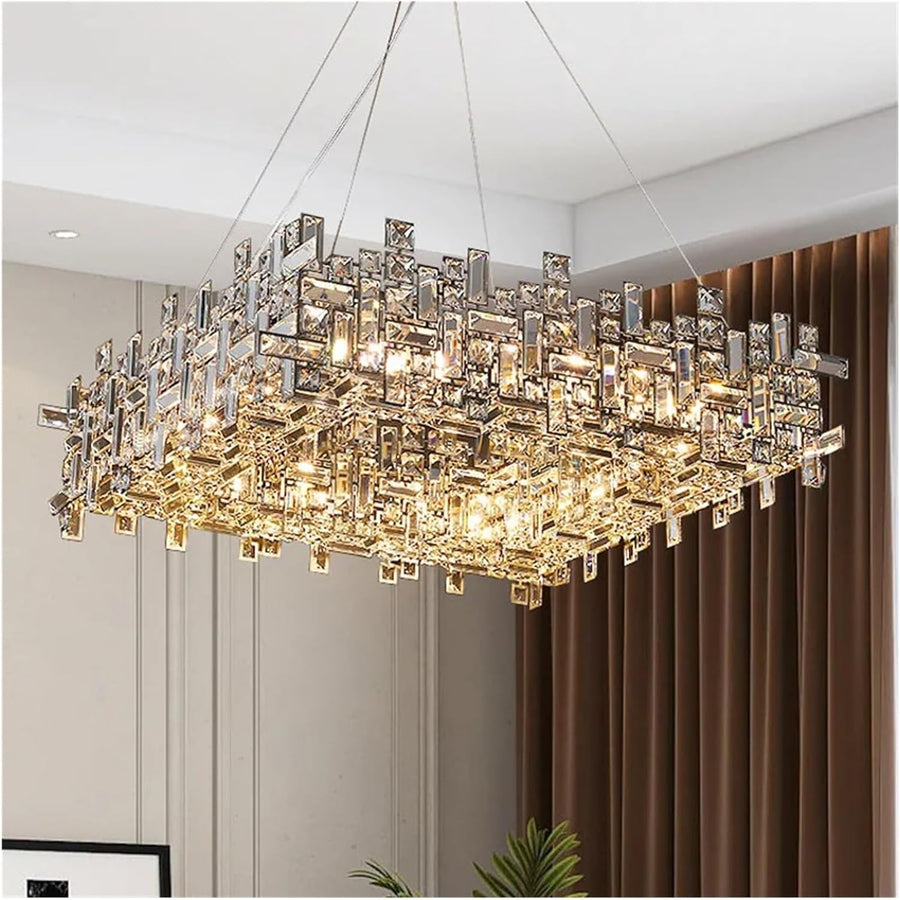 Lustre en cristal RZ-2/500x500GD, 10xE14, diamètre 50 cm, hauteur réglable, or brillant, hauteur réglable, design élégant