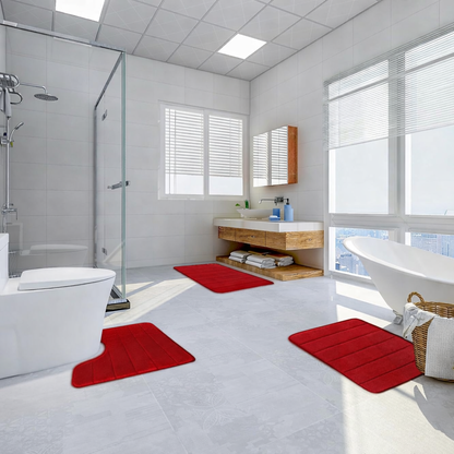 Lot de 3 tapis de bain, 50x40 cm, bleu, antidérapant