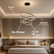 Lustre LED suspendu avec télécommande CASIANA 85W, 3 Cercles, Lumière Froide/Chaude/Neutre, Dimmable, Noir, Hauteur Réglable