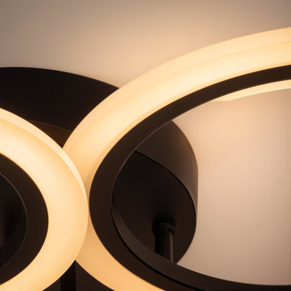 Lustre LED avec télécommande BETTY 82W, 6 Cercles, Lumière Froide/Chaude/Neutre, Dimmable, Noir