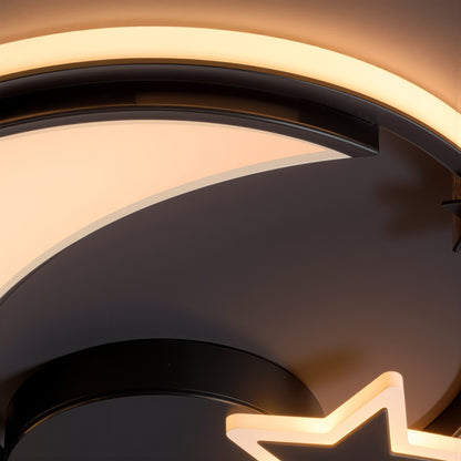 Lustre LED avec télécommande ALYONA 44W, Lune et Étoile, Lumière Froide/Chaude/Neutre, Dimmable, Noir