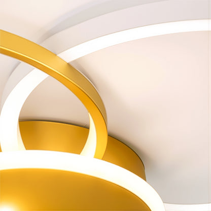 Lustre LED avec télécommande KILLIAN 80W, 4 Cercles, Lumière Froide/Chaude/Neutre, Dimmable, Doré