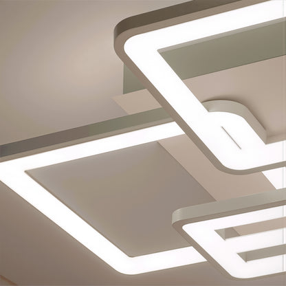 Lustre LED avec télécommande ELLA 119W, 6 carrés, Lumière Froide/Chaude/Neutre, Dimmable, Blanc