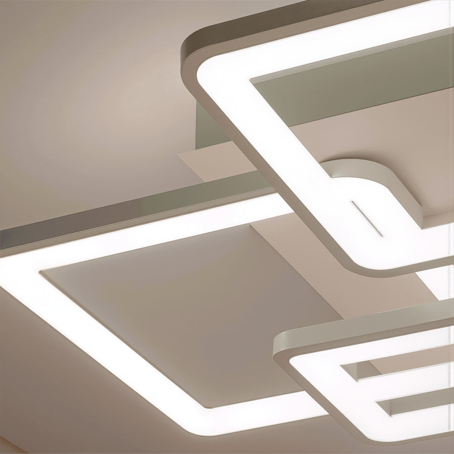 Lustre LED avec télécommande ELLA 119W, 6 carrés, Lumière Froide/Chaude/Neutre, Dimmable, Blanc