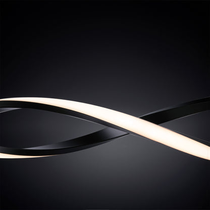 Lustre LED Suspendu avec Télécommande, FLUX, 27W, 116cm, Lumière Froide/Chaude/Neutre 3000K/4000K/6000K, Intensité Variable, Noir, Hauteur Réglable, Métal et Silicone